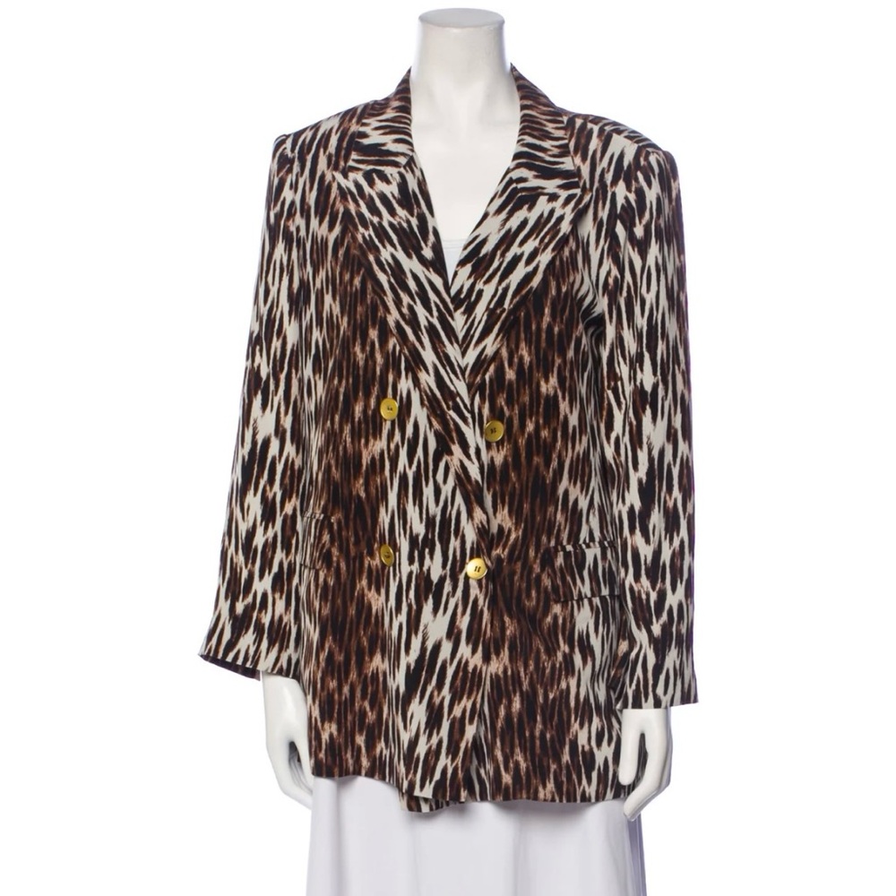 L’AGENCE Leopard Print Silk Blazer Size 2